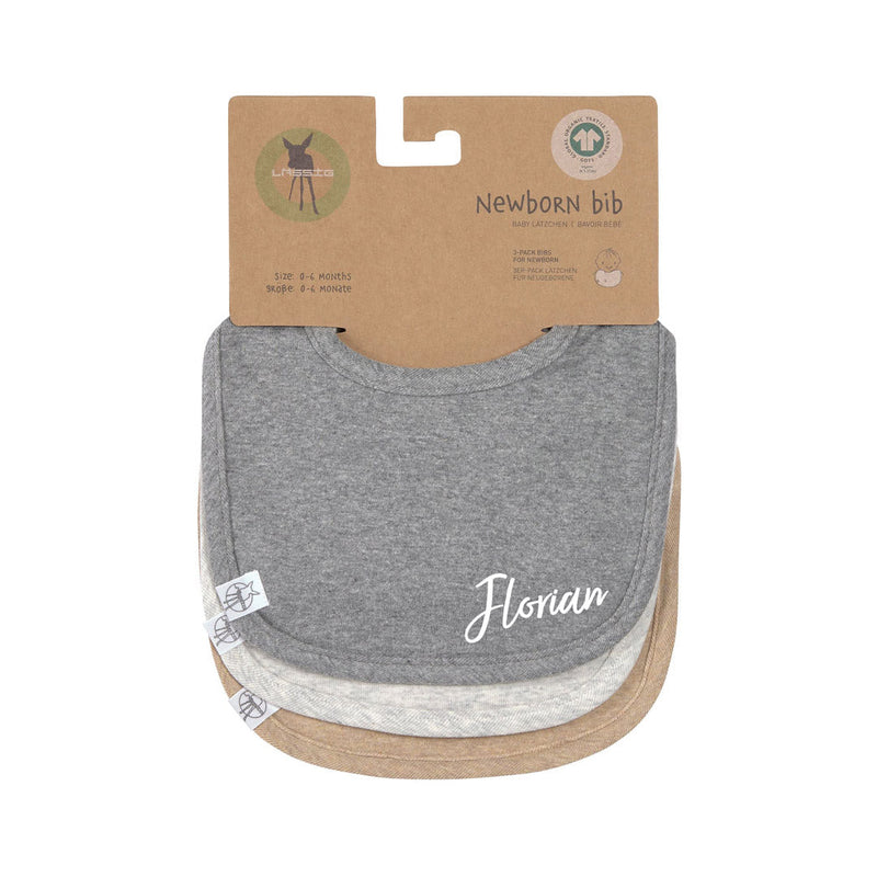 Lätzchen 3er Set, Dunkelgrau Hellgrau Beige, Baumwolle  | Lässig