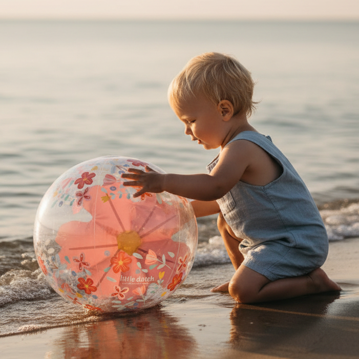 Ballon de plage pour enfants Ø 50 cm Fleurs Roses – Effet 3D pour un plaisir de jeu accru
