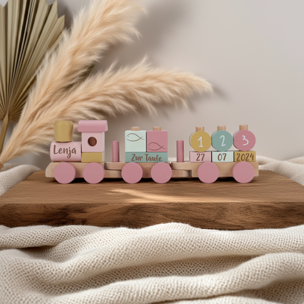 Personalized Wooden Fairy Garden Train - Christening Gift