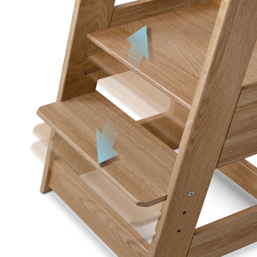 tiSsi Lernturm Felix aus Eiche mit Maßen 40 x 91 x 45 cm als mitwachsender Kinder-Lernturm für Küche und Alltag
