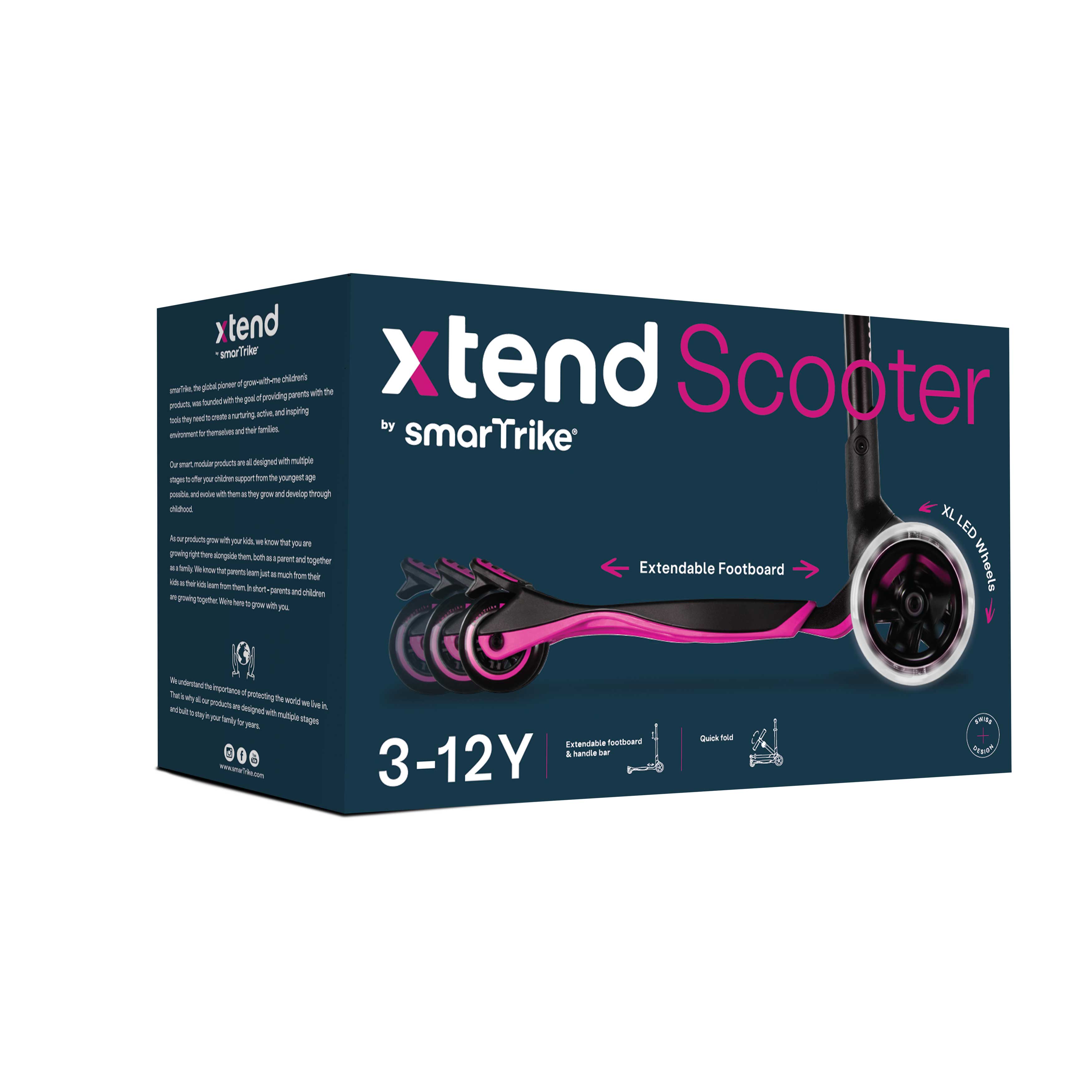 Kinder Scooter pink Verpackung Xtend Scooter Box Übersicht Lieferumfang Kinderroller ab 3 Jahre