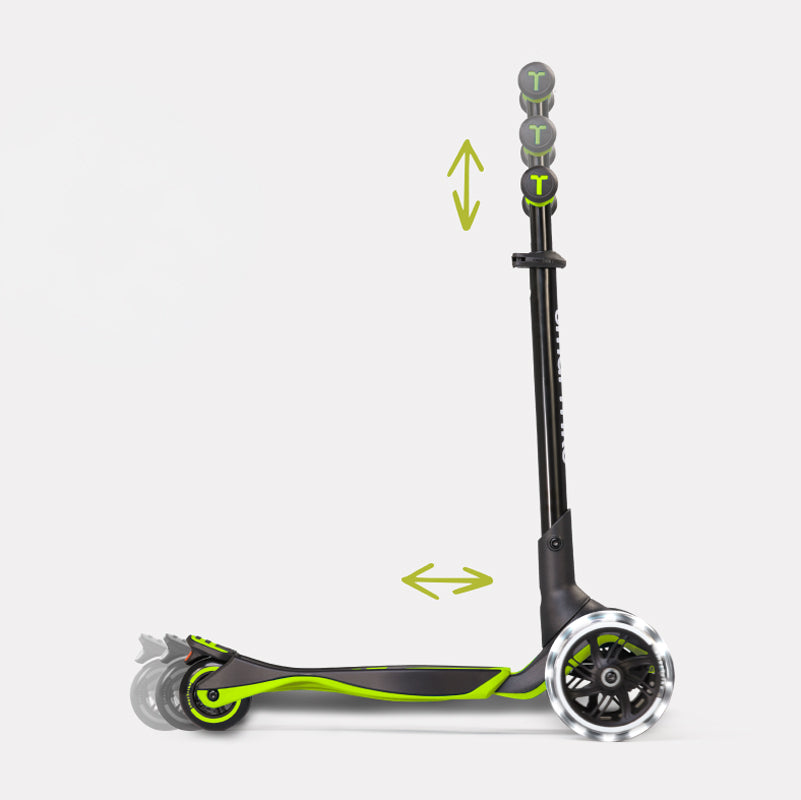 Mitwachsender Kinder Scooter mit verstellbarem Trittbrett und Lenker LED Räder vorne stabiler Roller für Kinder ab 3 Jahre