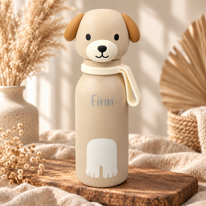 Personalisierte Kinder-Thermosflasche Hund 400 ml mit Name Finn